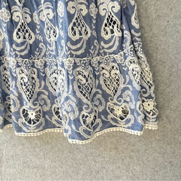 Payal Jain Mira Cotton Embroidered Off Shoulder Milkmaid Midi Dress 10 #AQ - Picture 8 of 13